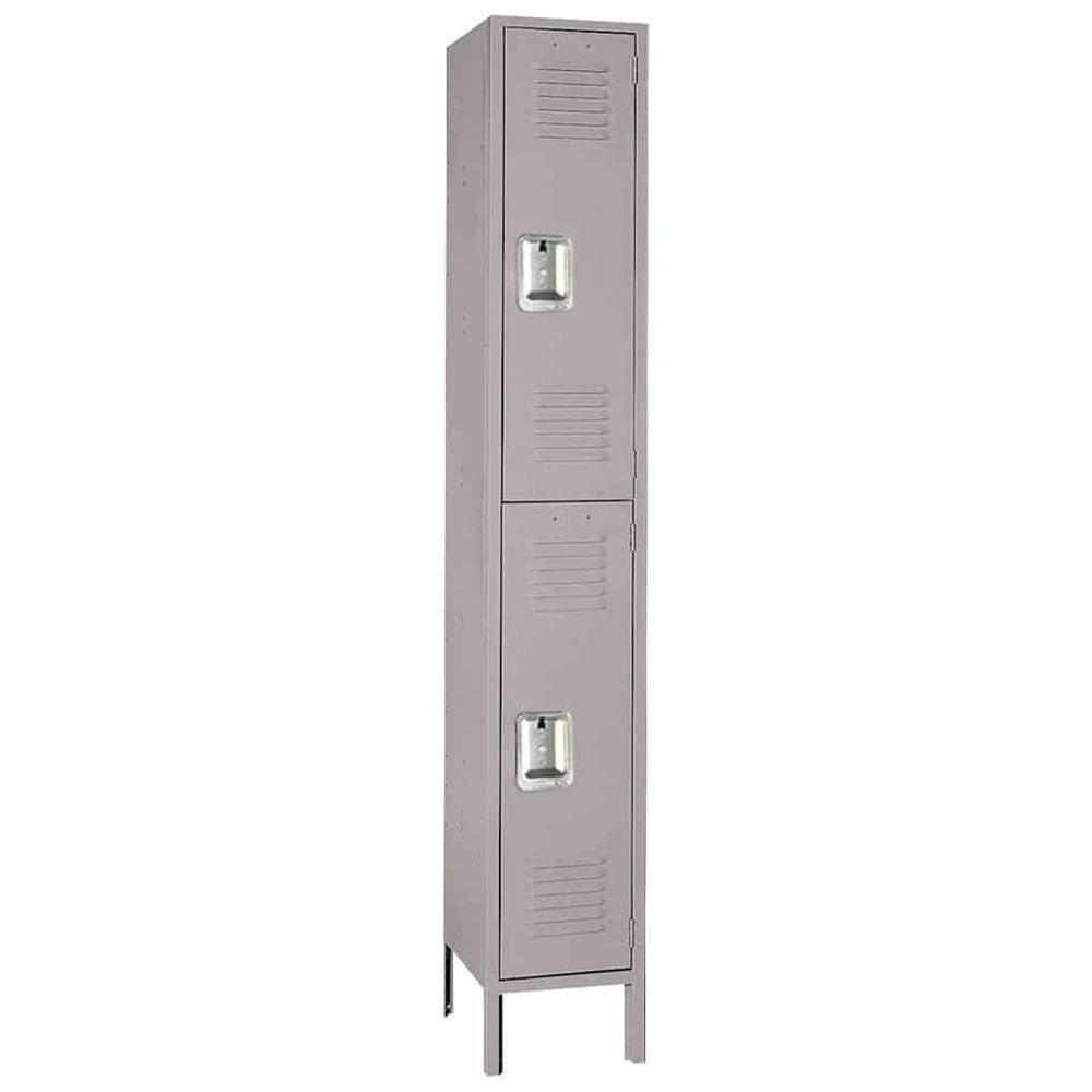 12"d x 12"w x 66"h Double Tier Steel Lockers - Gray