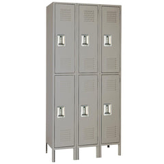 15"d x 15"w x 78"h Double Tier Steel Lockers - Gray
