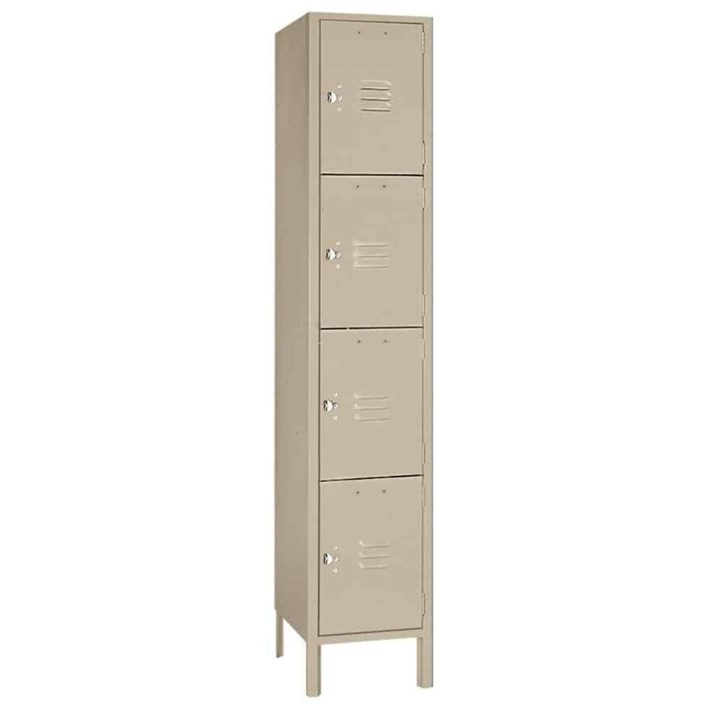15"d x 12"w x 78"h 4-Tier Steel Lockers - Tan