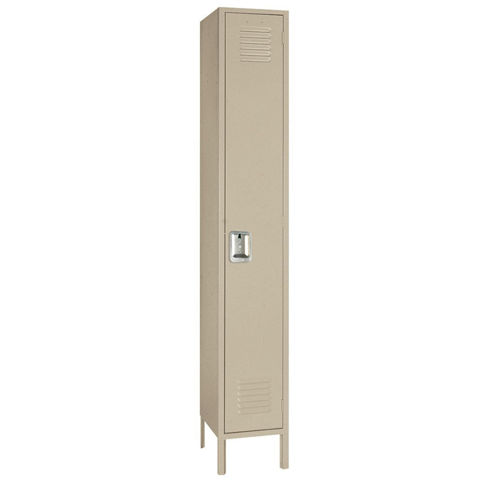 15"d x 12"w x 66"h Single Tier Steel Lockers - Tan