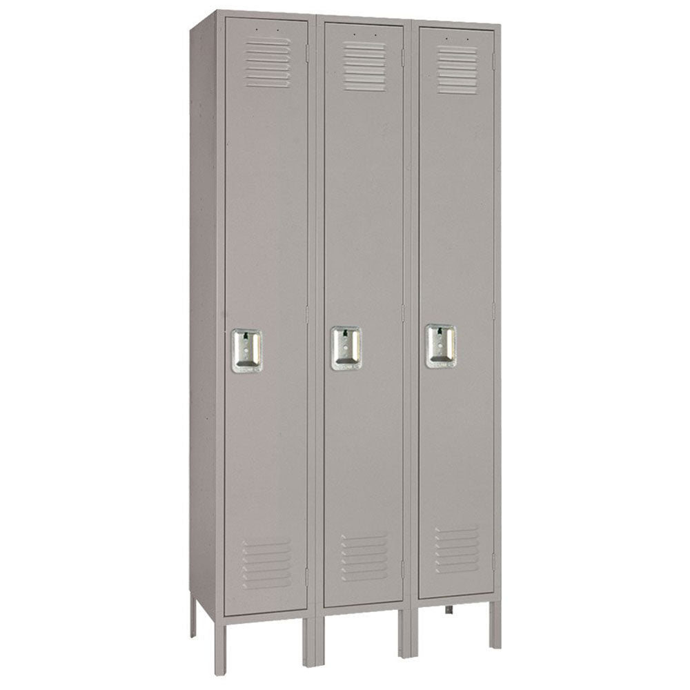 12"d x 12"w x 66"h Single Tier Steel Lockers - Gray