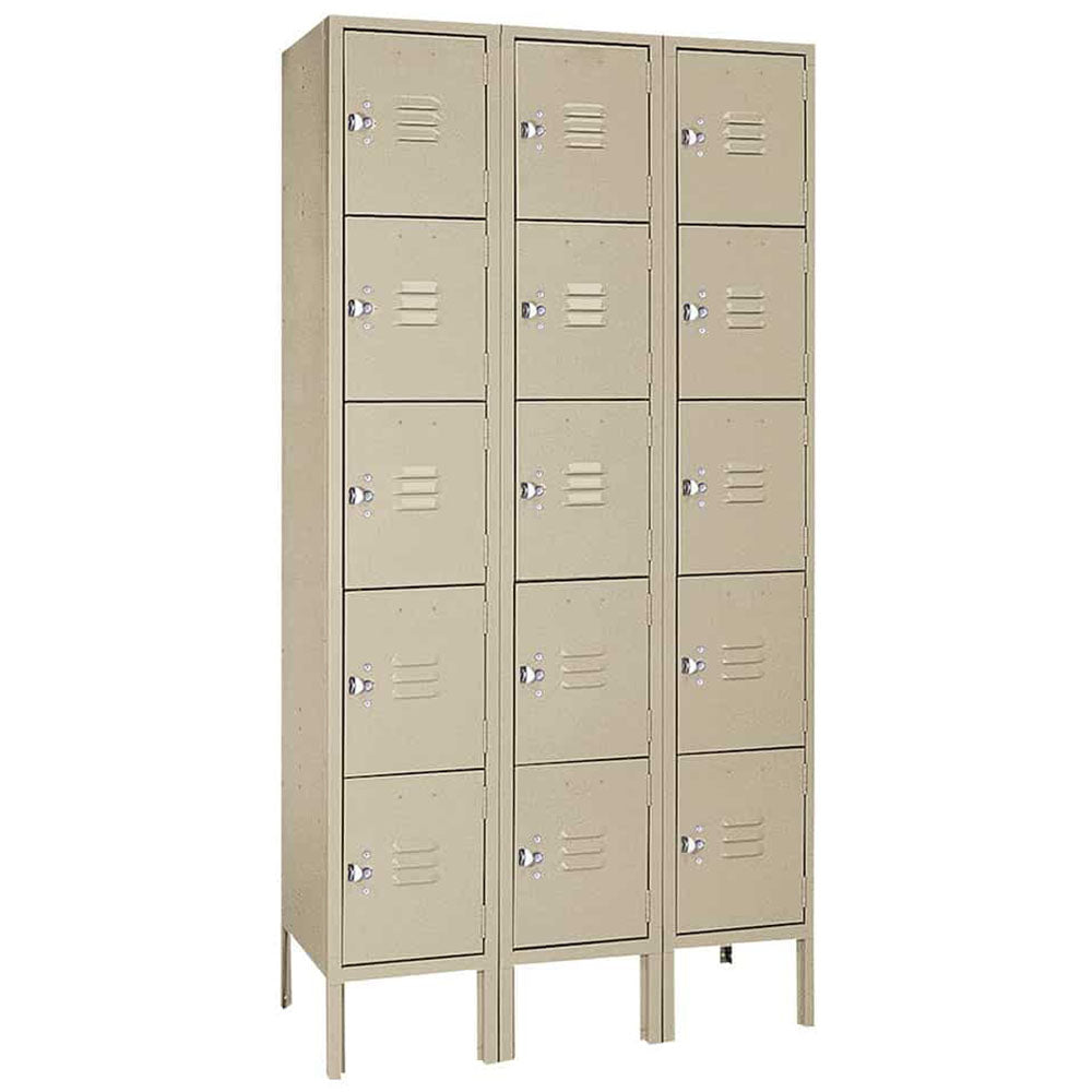 15"d x 15"w x 66"h 5-Tier Steel Lockers - Tan