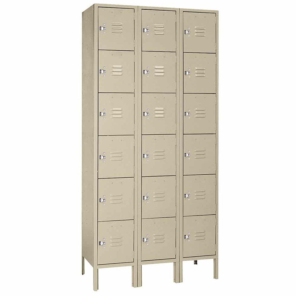12"d x 12"w x 78"h 6-Tier Steel Lockers - Tan