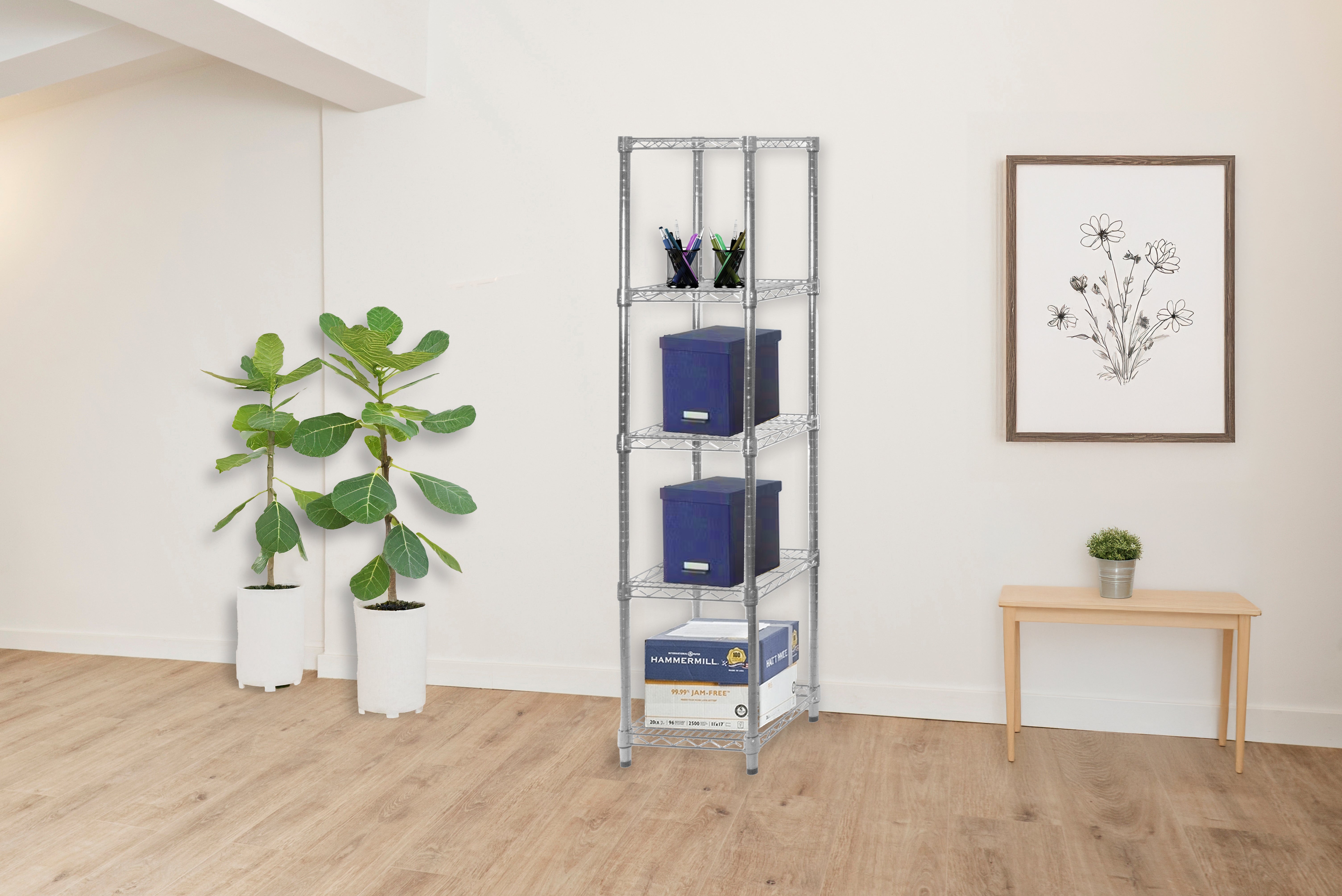12"d x 18"w Chrome Wire Shelving w/ 5 Shelves