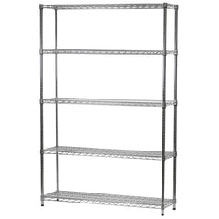 14"d x 48"w Chrome Wire Shelving w/ 5 Shelves