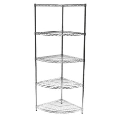 18"d Chrome Wire Radius Corner Unit w/ 5 Shelves
